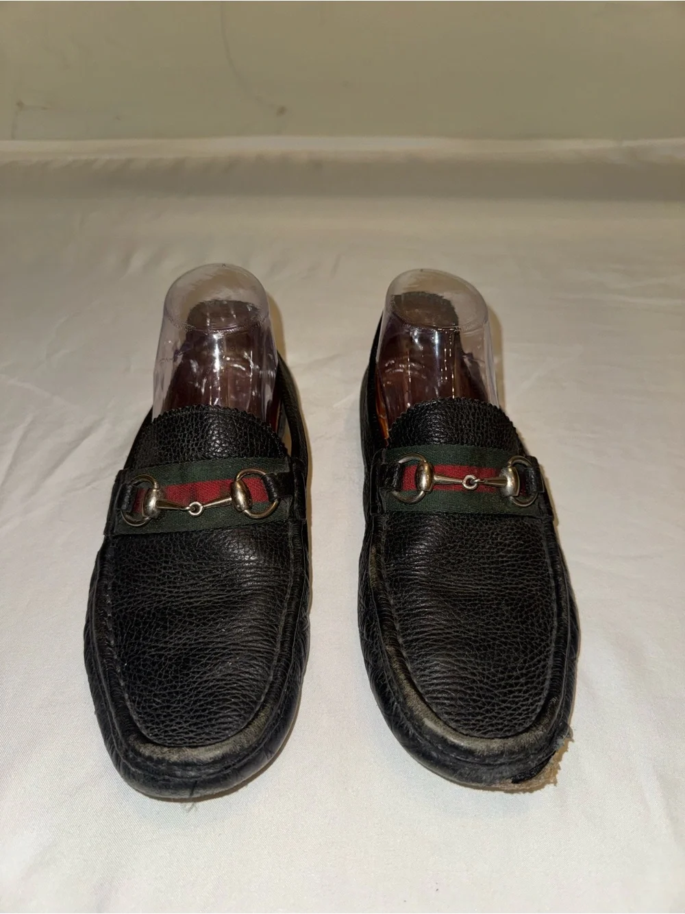 Gucci Horsebit Web Black Leather Slip-On Loafers - Men’s US Size 8 Made in Italy